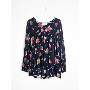 Penelope Project Women's XL Black Floral Lace Boho Blouse Cottagecore Coquette